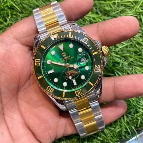 rolex submariner green two tone replica|rolex submariner blue price new.